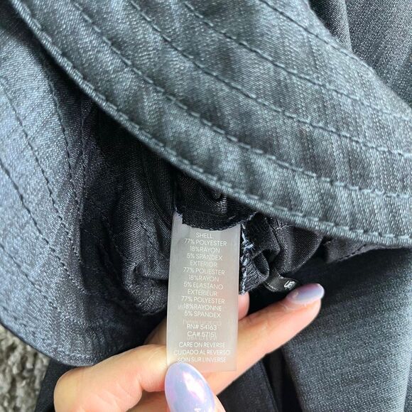 Calvin Klein Jumpsuit Women’s 4 Short Ruffle Sleeve Dark Chambray Straight Leg - Picture 8 of 10